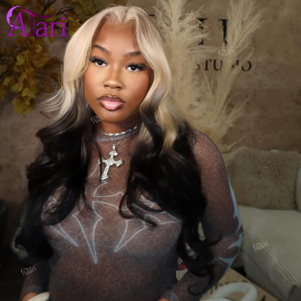 613 Blonde Body Wave Lace Front Wig - วิกผมแท้สีบลอนด์ออมเบรแบบลอนคลื่นสีดำ 13x4 13x6 พร้อมเชือกผูกผมแบบใส วิกผมเรมี่สี 613