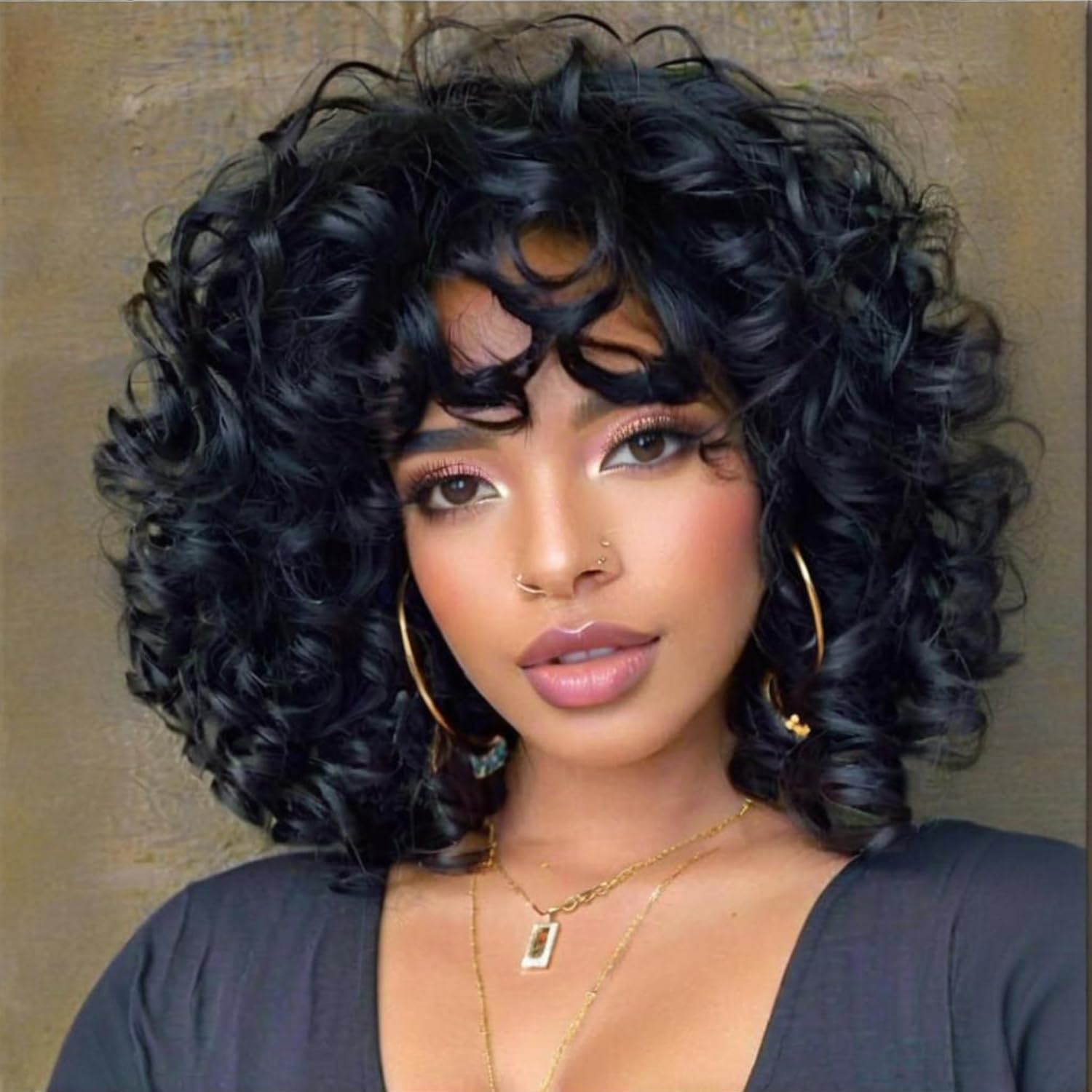 Short Pixie Cut Wig Human Hair Cheap - วิกผมบ๊อบหยิกฟู วิกผมแท้จากบราซิล วิกผมราคาถูกพร้อมหน้าม้า ทรงพิกซี่คัท วิกผมสวย วิกผมทำด้วยเครื่อง