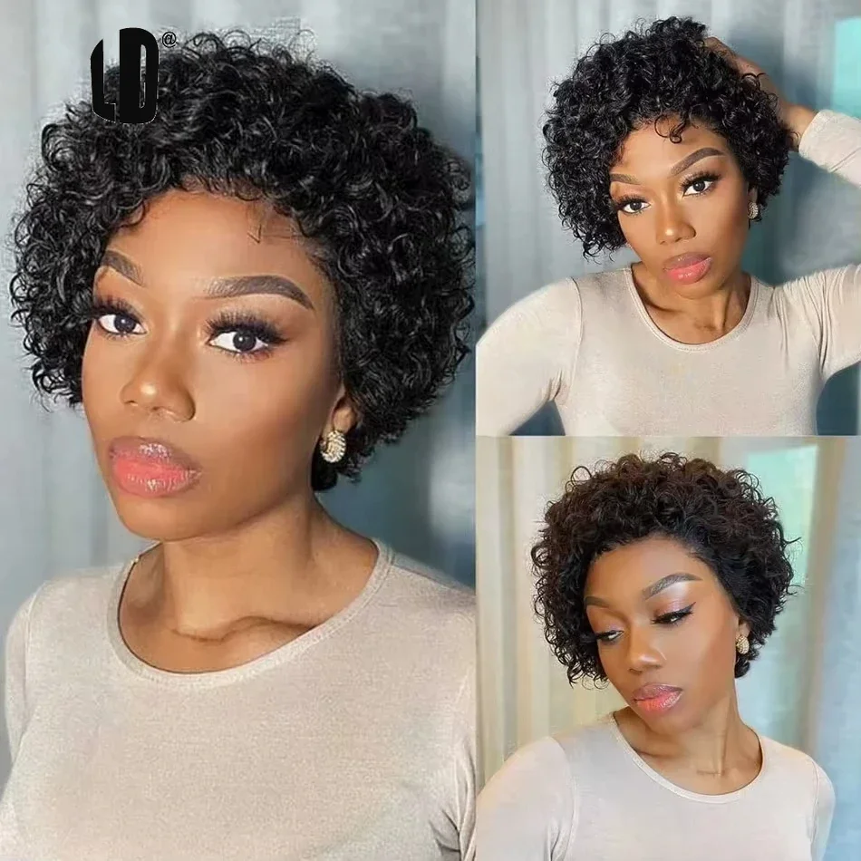 Short Pixie Cut Wig Human Hair Cheap - วิกผมทรงพิกซี่คัท สี 99J วิกผมลูกไม้แบบสปริงเคิร์ล วิกผมบ๊อบสั้น วิกผมแท้สำหรับผู้หญิง