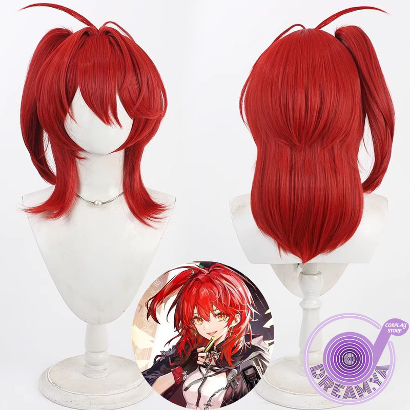 Synthetic Wigs - Exusiai ใหม่ Covenant คอสเพลย์วิกผม Arknights สีแดงสังเคราะห์ทนความร้อนผมฮาโลวีนเล่นบทบาท