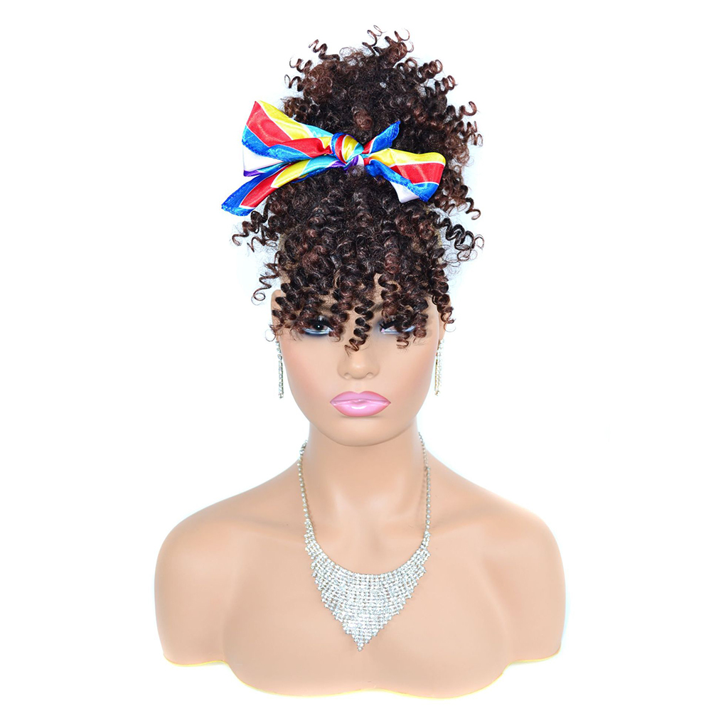 Drawstring Afro Curly Puff Ponytail - ผมปลอมแบบหางม้า Afro Kinky Curly Puff พร้อมหน้าม้า