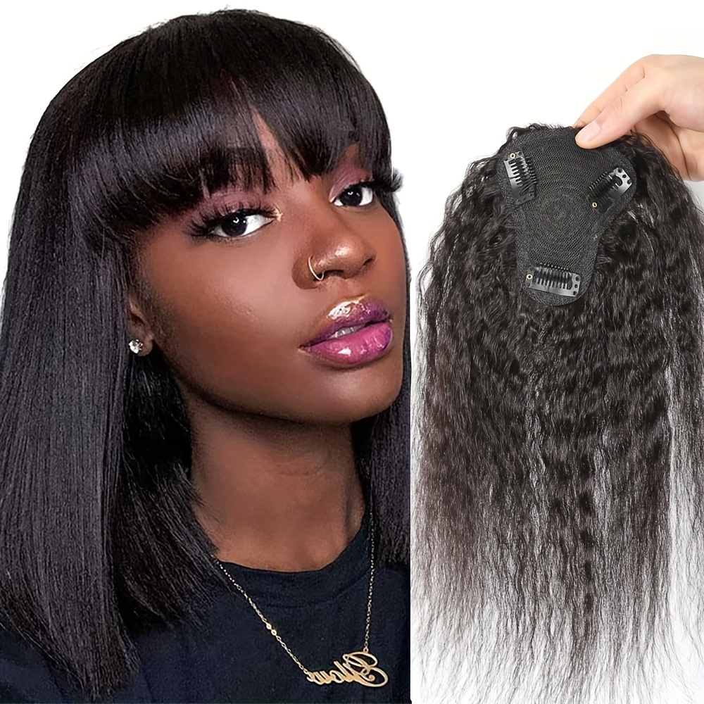 Hair Clips - ท็อปเปอร์ผมตรงแบบหยิกพร้อมหน้าม้า แฮร์พีซแบบคลิปหนีบมองไม่เห็น วิกผมสำเร็จรูปสำหรับผู้หญิง ต่อผมแบบ T-Shaped Intranet