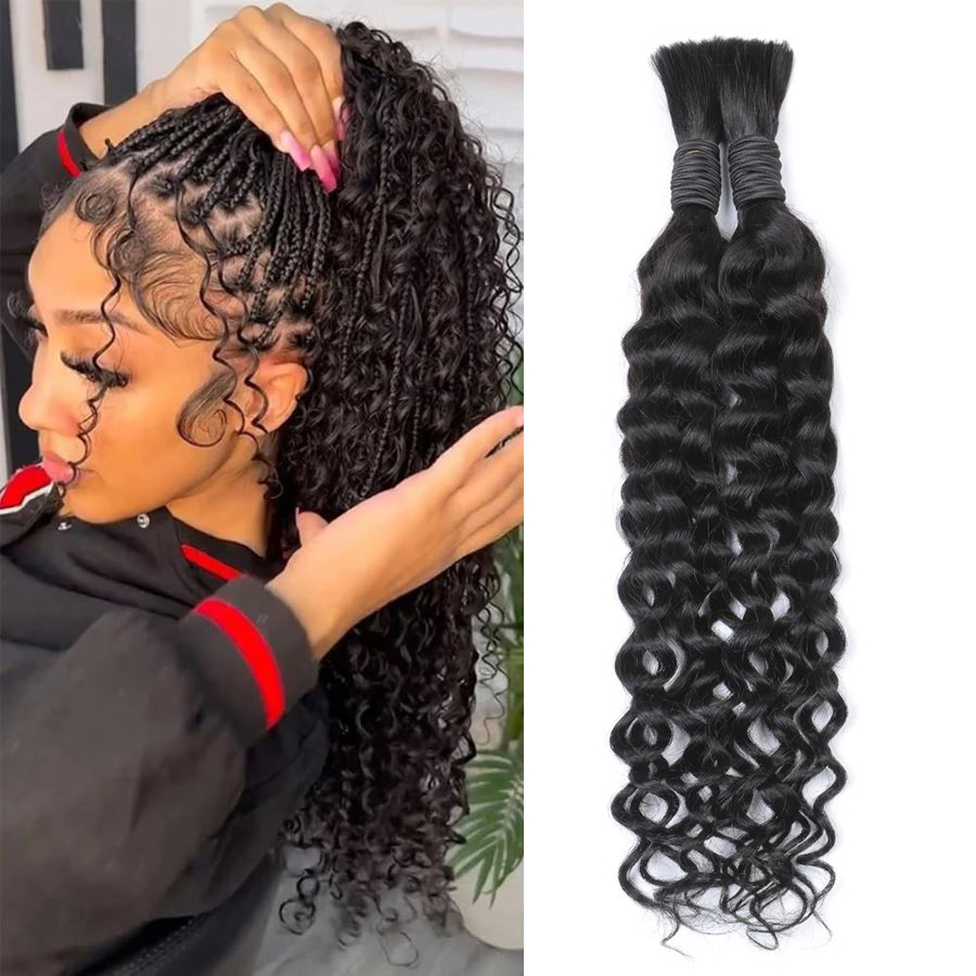 Water Wave Bulk Human Hair For Braiding - ผมแท้ลอนคลื่นสไตล์โบโฮ สำหรับถักเปีย 50 กรัม/มัด ความยาว 16-26
