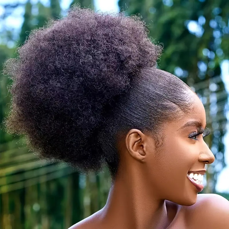 Drawstring Afro Curly Puff Ponytail - 1 PC ผู้หญิง 10 นิ้ว Afro