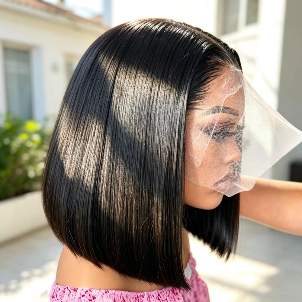 Pre Parted 13X4 Lace Front Bob Wig - วิกผมหน้าม้าแบบลูกไม้ตรง ขนาด 10-16 นิ้ว โปร่งใส ขนาด