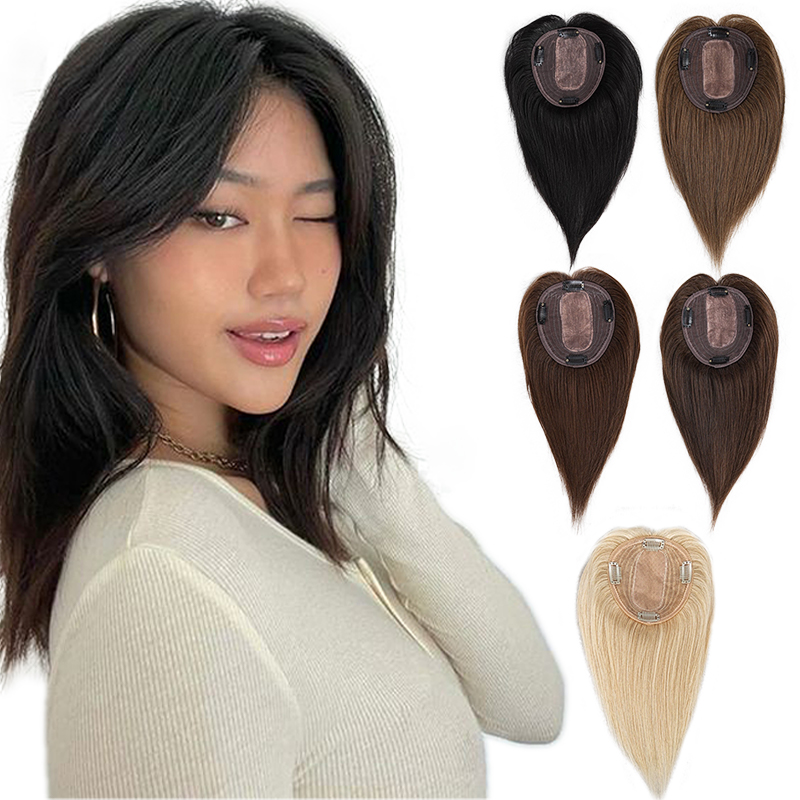Seamless Clip In Hair Extensions Human Hair - 10 นิ้ว 100% ผมมนุษย์ 13X12 ซม.Hairnet