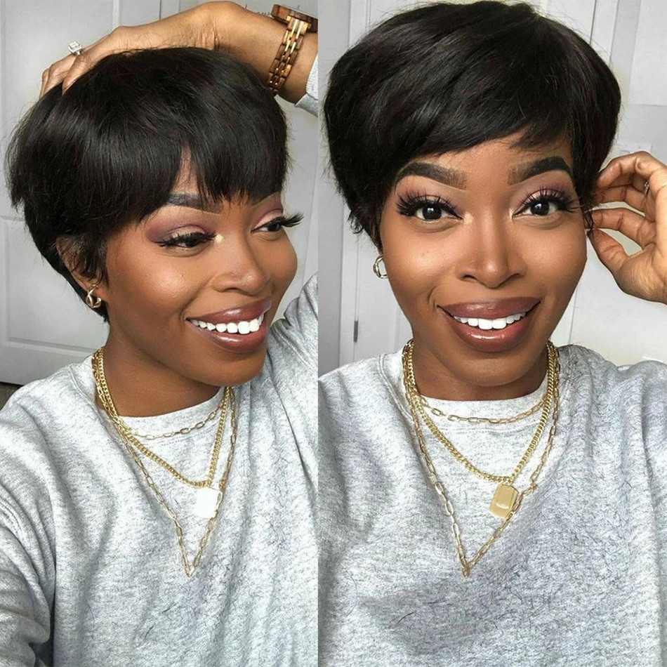 วิกผมแท้สั้นทรงพิกซี่ ผมตรง วิ - Short Pixie Cut Wig Human Hair Cheap บทวิจารณ์และราคา
