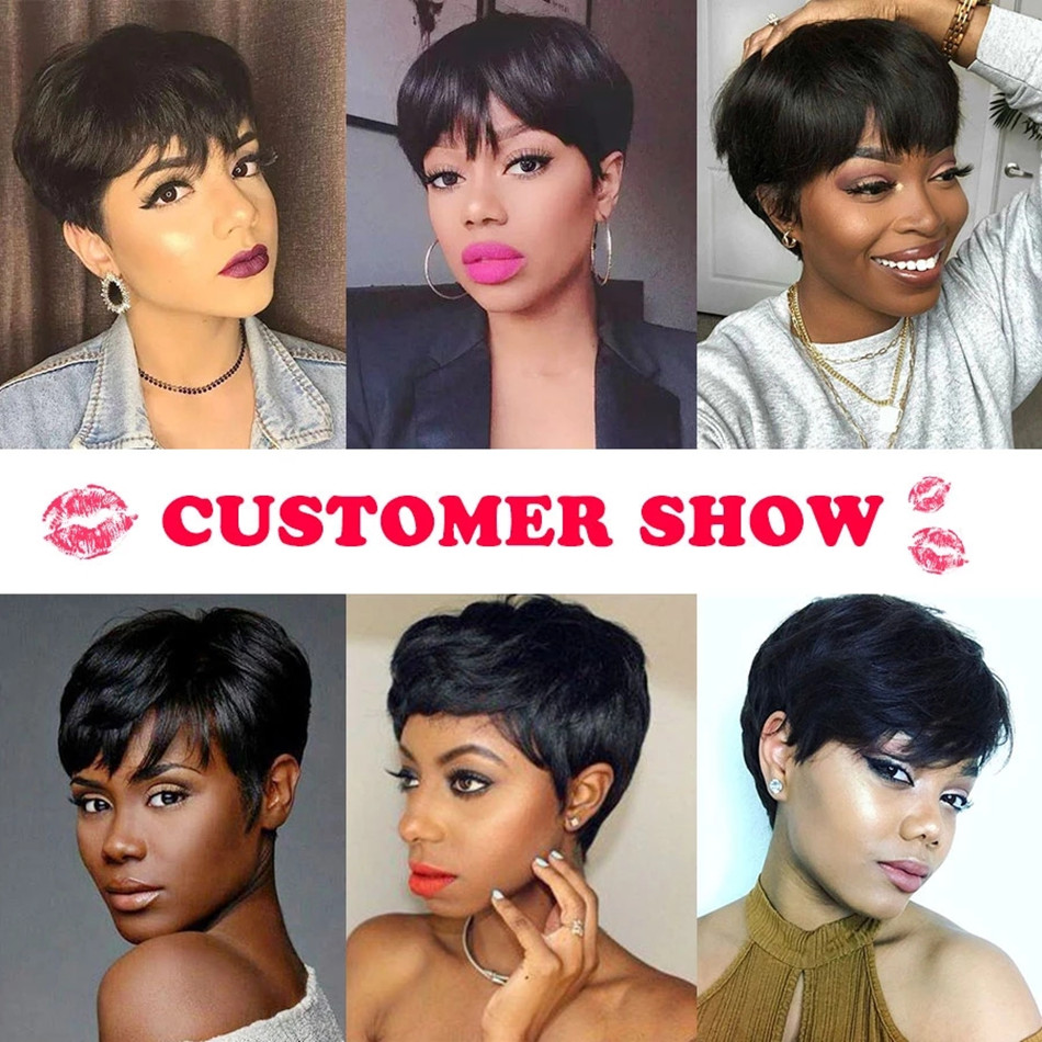 วิกผมแท้สั้นทรงพิกซี่ ผมตรง วิ - Short Pixie Cut Wig Human Hair Cheap บทวิจารณ์และราคา