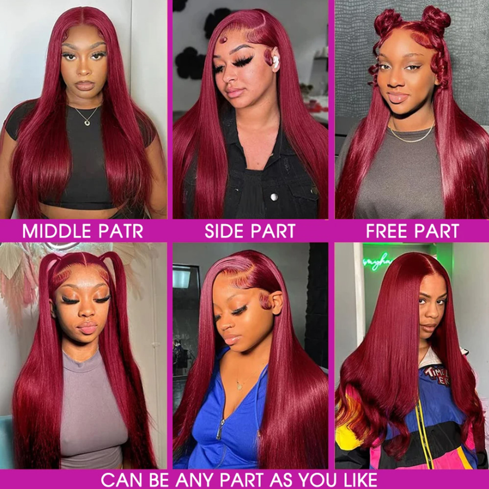 วิกผมแท้สีเบอร์กันดี 99J แบบผม - Lace Front Wigs บทวิจารณ์และราคา