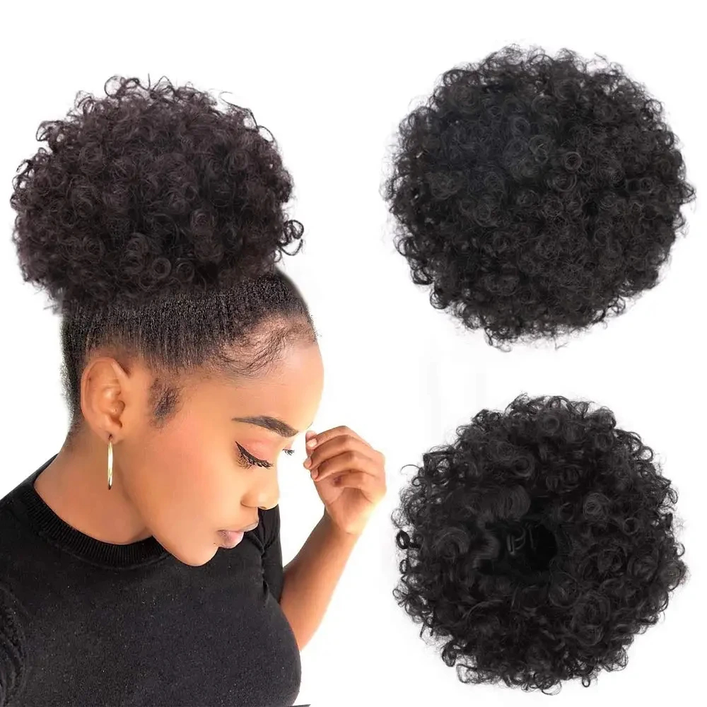 คลิปผมหางม้าพัฟแอฟโฟรแบบผูกเชื - Drawstring Afro Curly Puff Ponytail บทวิจารณ์และราคา