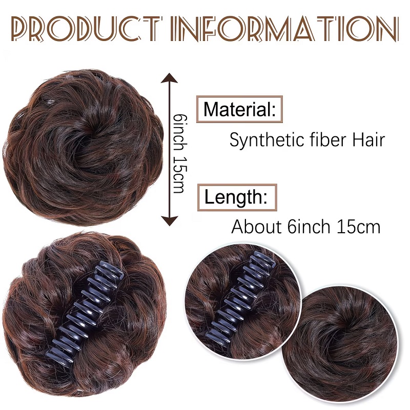 ผมปลอมแบบมัดจุกสั้นหยิก ติดกิ๊ - Claw Clip Messy Bun Hair Piece บทวิจารณ์และราคา