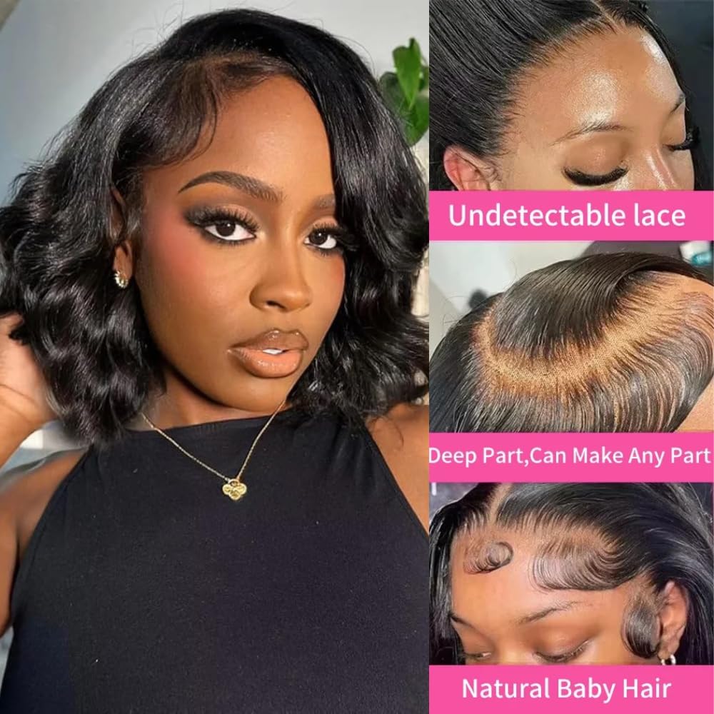 วิกผมบ๊อบสั้นแบบลูกคลื่นธรรมชา - Glueless Wear And Go Human Hair Wig บทวิจารณ์และราคา