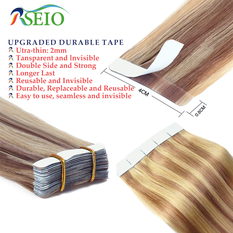 เทปตรง rseio ในผมต่อมนุษย์ต่อผ - Invisible Tape In Extensions Real Hair บทวิจารณ์และราคา