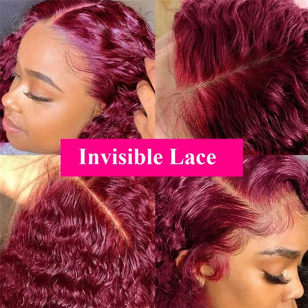 Burgundy 99J Deep Wave สั้น Bo - Glueless Wear And Go Human Hair Wig บทวิจารณ์และราคา