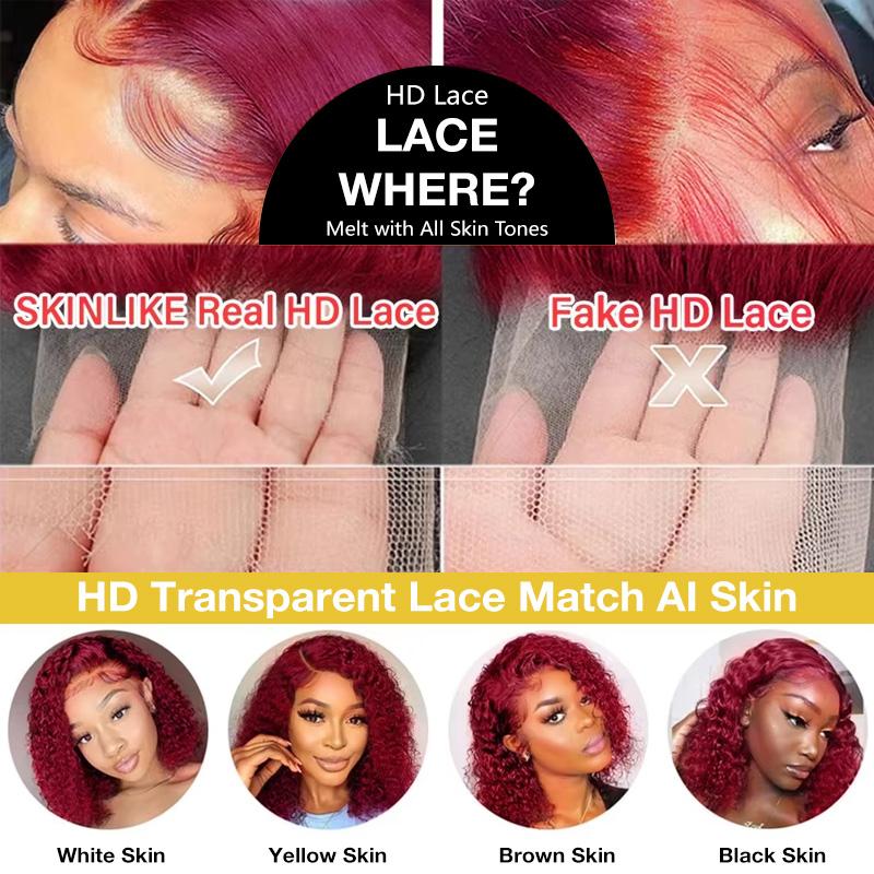 วิกผมลูกไม้ด้านหน้า 99j ลอนคลื - Hd Lace Frontal Wig Human Hair Pre Plucked บทวิจารณ์และราคา