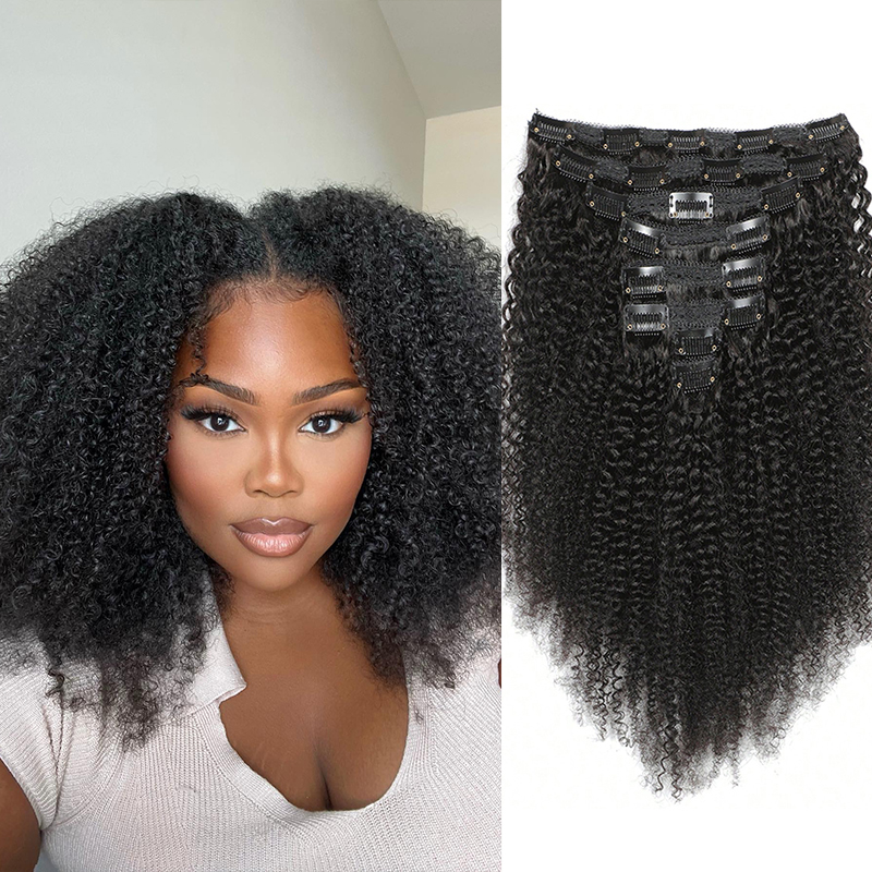 Afro Human Hair คลิปในส่วนขยาย - Seamless Clip In Hair Extensions Human Hair บทวิจารณ์และราคา