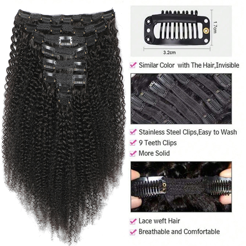 Afro Human Hair คลิปในส่วนขยาย - Seamless Clip In Hair Extensions Human Hair บทวิจารณ์และราคา