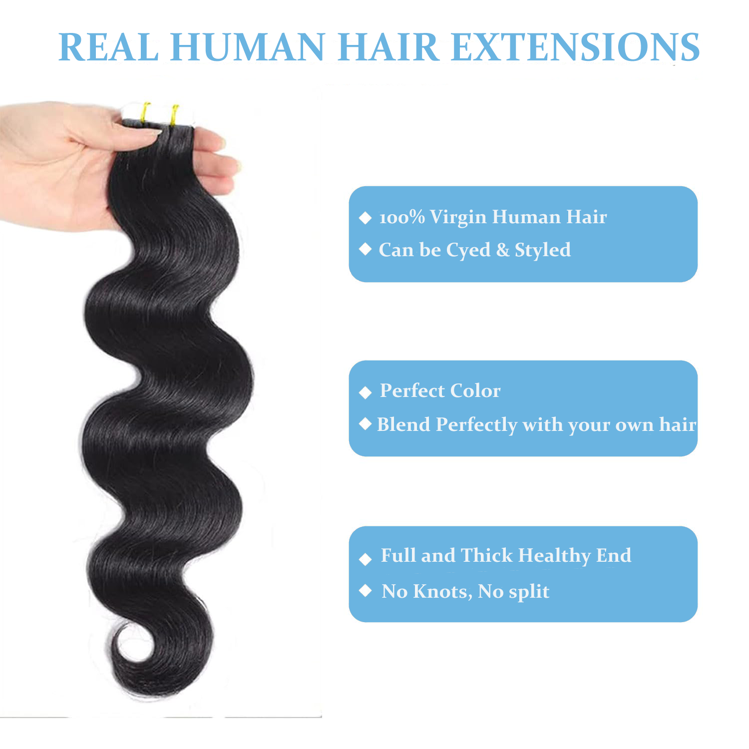 เทปต่อผมแบบซ่อนเร้น บอดี้เวฟ ผ - Invisible Tape In Extensions Real Hair บทวิจารณ์และราคา