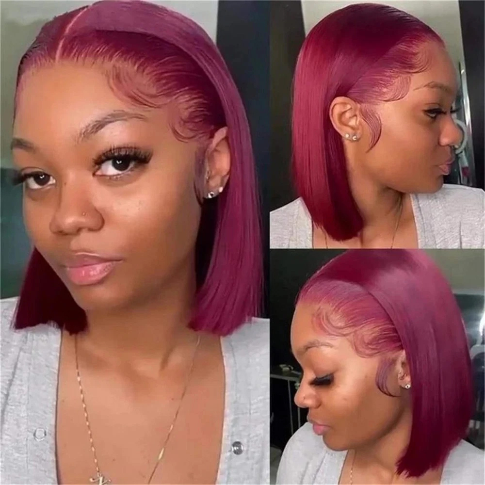 วิกผมบ๊อบสั้น ผมแท้ สีแดงเบอร์ - Pre Parted 13X4 Lace Front Bob Wig บทวิจารณ์และราคา