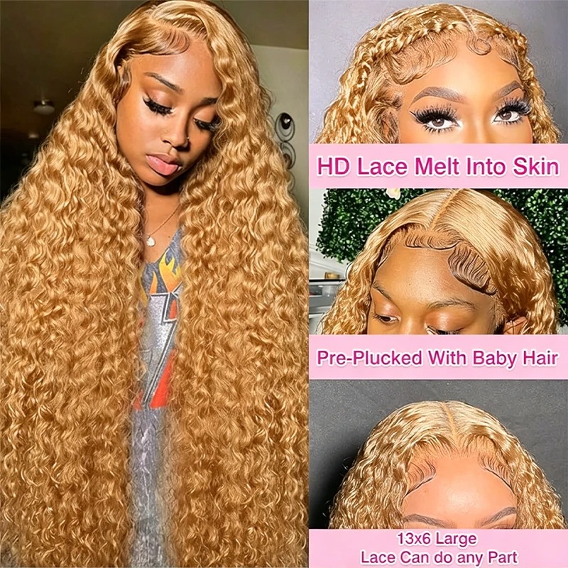 วิกผมสีบลอนด์น้ำผึ้งขนาด 34 38 - Hd Lace Frontal Wig Human Hair Pre Plucked บทวิจารณ์และราคา