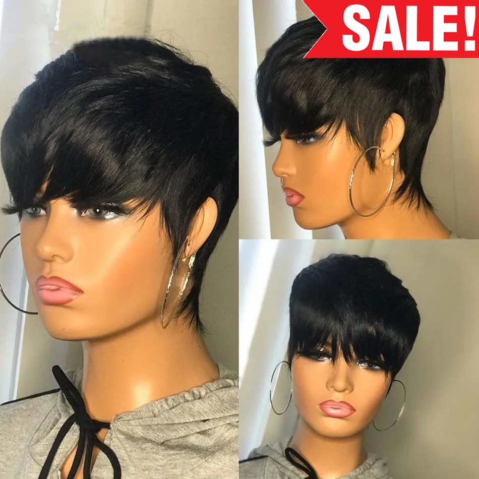วิกผมสั้นทรงพิกซี่คัตแบบตรง วิ - Short Pixie Cut Wig Human Hair Cheap บทวิจารณ์และราคา
