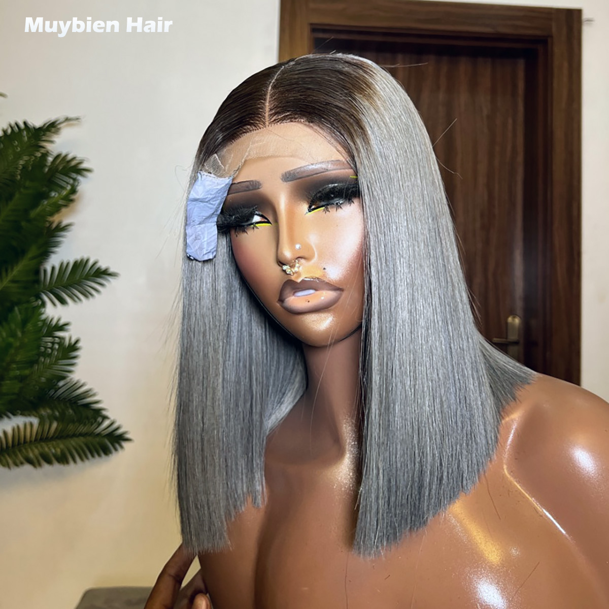วิกผมบ๊อบแบบตรงสีเทาเข้ม  แบบ  - Glueless Wear And Go Human Hair Wig บทวิจารณ์และราคา