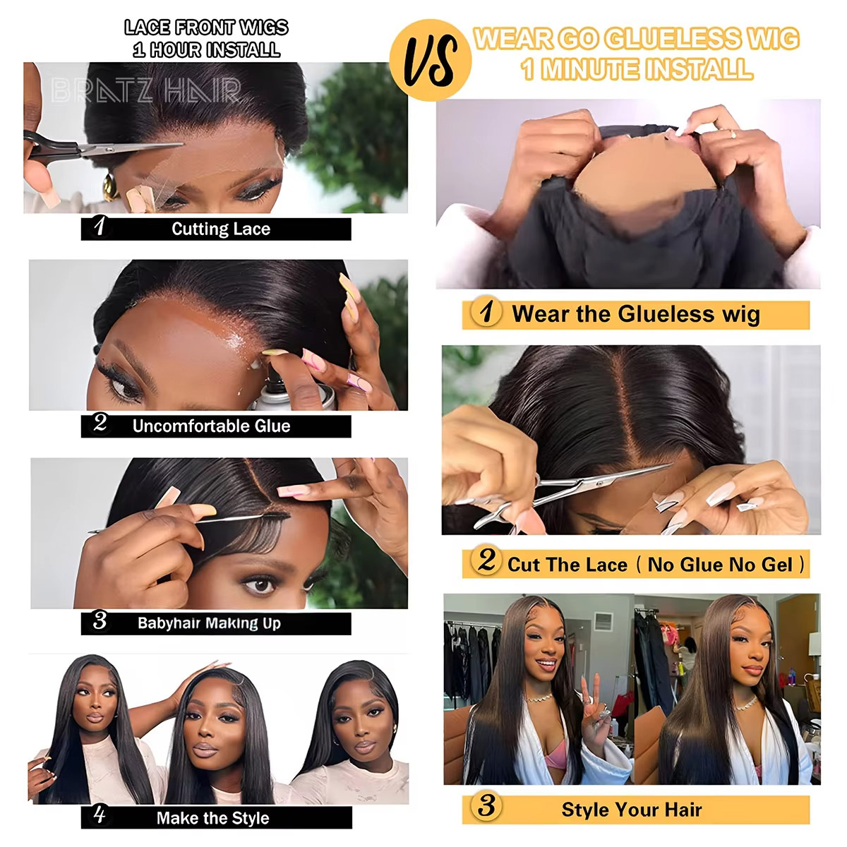 วิกผมบ๊อบแบบตรงสีเทาเข้ม  แบบ  - Glueless Wear And Go Human Hair Wig บทวิจารณ์และราคา
