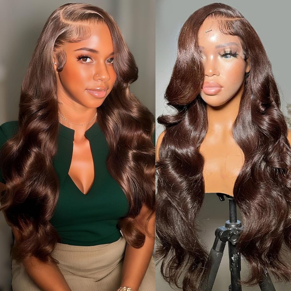 วิกผมลูกไม้ HD ลอนคลื่นสีน้ำตา - Hd Lace Frontal Wig Human Hair Pre Plucked บทวิจารณ์และราคา