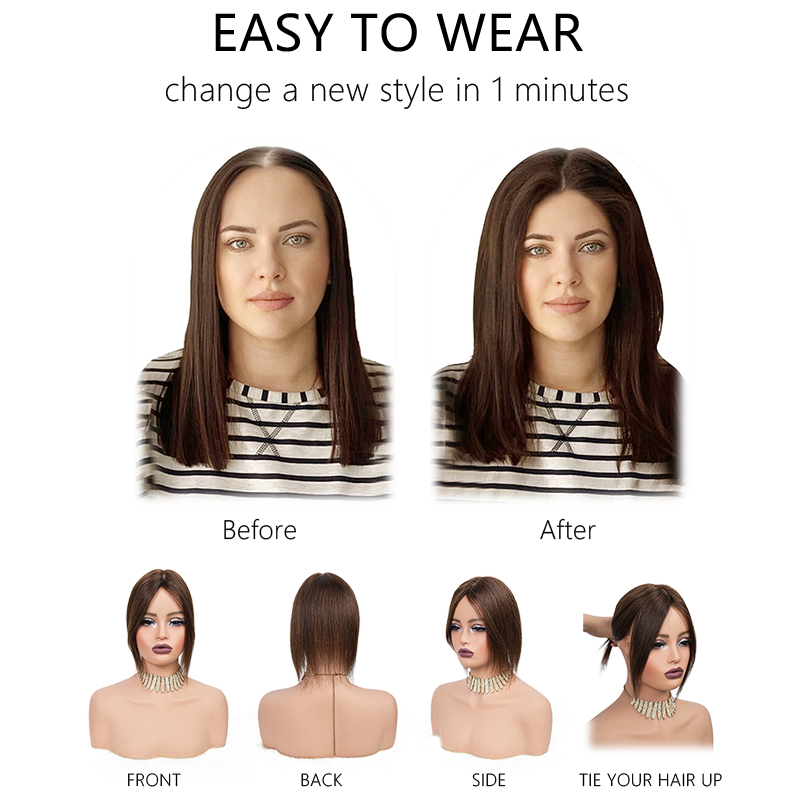 10 นิ้ว 100% ผมมนุษย์ 13X12 ซม - Seamless Clip In Hair Extensions Human Hair บทวิจารณ์และราคา